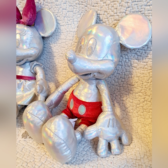 Silver Platinum Chrome Disney Mickey and Minnie 100 Year Celebration Couple - Picture 2 of 11